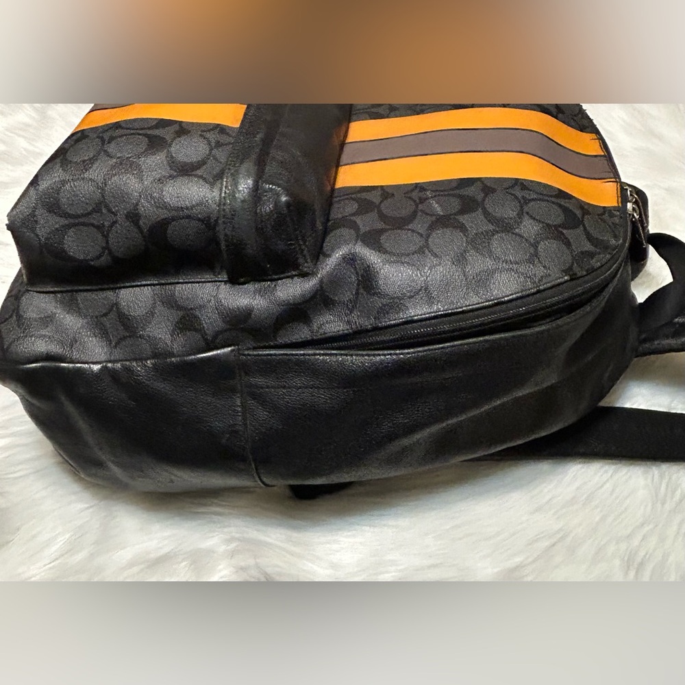 Coach Charles Varsity Men's Black/Charcoal and Orange Backpack - Picture 7 of 15